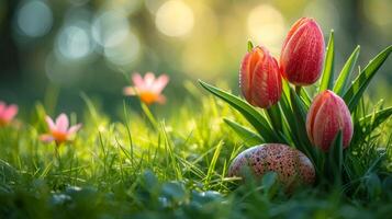 AI generated Inspiring imagery reflecting the sense of hope and renewal that permeates Easter Monday festivities photo