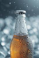 AI generated Condensation beads on a chilled soda bottle, inviting a thirst-quenching sip photo