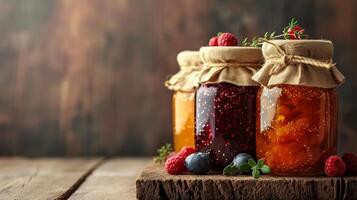AI generated Simple backgrounds adorned with jars of delectable preserves photo