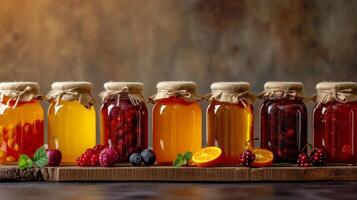 AI generated Simple backgrounds adorned with jars of delectable preserves photo
