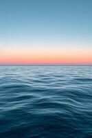 AI generated Gradient sky tones merge seamlessly with tranquil sea shades, evoking a peaceful horizon photo