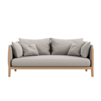 AI generated Sofa. Scandinavian modern minimalist style. Transparent background, isolated image. png