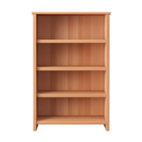 AI generated Empty Wooden Bookshelf. Scandinavian modern minimalist style. Transparent background, isolated image. png