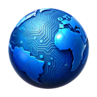 AI generated 3d world global network digital technology png