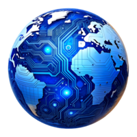 AI generated 3d world global network digital technology png