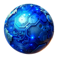 AI generated 3d world global network digital technology png