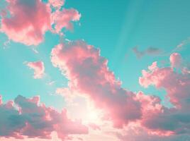 AI generated the sky blue and pink color photo