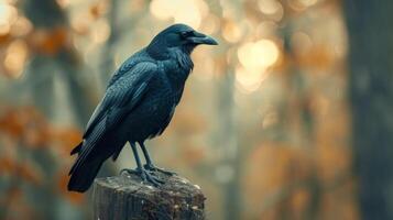 AI generated Solitary Raven Perched photo