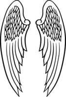 The wing drawing for tattoo or decoration concept. png