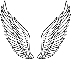 The wing drawing for tattoo or decoration concept. png