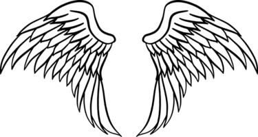 The wing drawing for tattoo or decoration concept. png