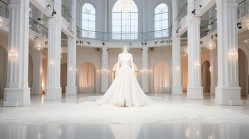 AI generated Elegant Wedding Dress in Grand Venue photo
