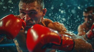 AI generated Fighters in the ring, grinning as they showcase their athleticism and determination photo