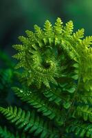 AI generated A lush green fern unfolding its intricate fronds photo