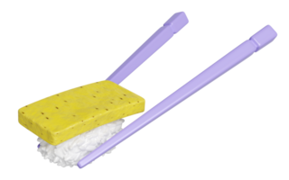 tamago nigiri with chopsticks, japanese food isolated concept, 3d render illustration png