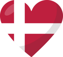 Dinamarca bandeira coração 3d estilo. png