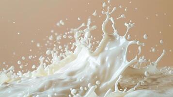 AI generated Milk splashes and forms intricate patterns as it collides with a surface photo