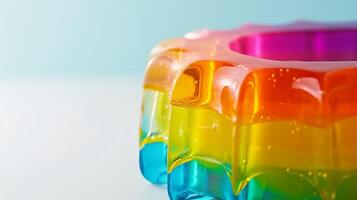 AI generated A vibrant and translucent rainbow jelly dessert, a feast for the eyes and taste buds photo