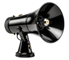 AI generated Black megaphone realistic element on transparent background, generative ai png