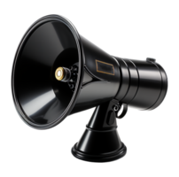 AI generated Black megaphone realistic element on transparent background, generative ai png