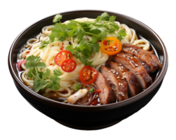 AI generated noodles in fast food bowl, cutout design on transparent background, generative ai png