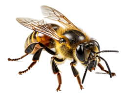 AI generated close up portrait of bee insect with cutout design isolated on transparent background, generative eai png