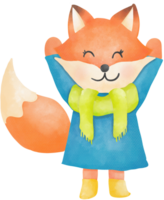 Fox cute animal in autumn png