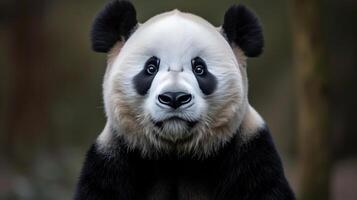 AI generated A regal panda poses for a close-up, exuding timeless charm and charisma photo