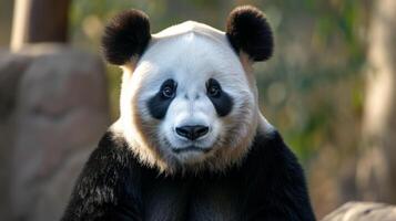 AI generated A regal panda poses for a close-up photo