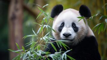 AI generated A regal panda poses for a close-up, exuding timeless charm and charisma photo