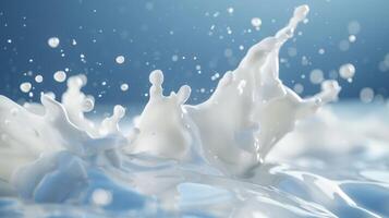 AI generated Milk splashes and forms intricate patterns as it collides with a surface photo