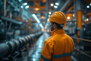 AI generated Industrial Worker Overseeing Factory Floor studio photography photo