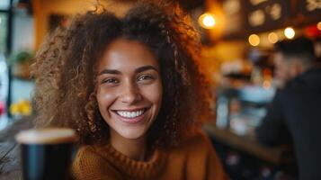 ai generado de moda café amantes jaranear en cultura, exhibiendo su sonrisas para el lente foto