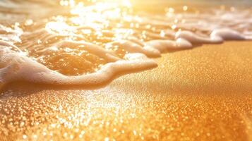 AI generated Golden sands bask in the warm embrace of the sun's radiant glow photo