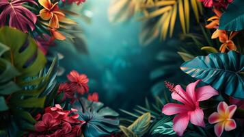 AI generated Vibrant tropical motifs and colors transport you to a lively, exotic celebration photo