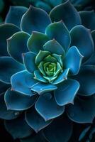 AI generated The intricate symmetry of a succulent's geometric leaves, a marvel of nature photo