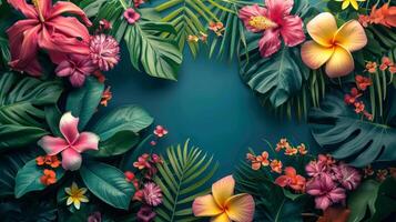 AI generated Vibrant tropical motifs and colors transport you to a lively, exotic celebration photo