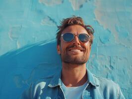 AI generated happy man in sunglasses photo