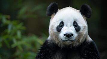 ai generado un panda soportes como un símbolo de conservación y preservación esfuerzos foto