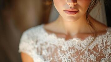 AI generated Bridal Lace Gown Detailing in Close-Up photo