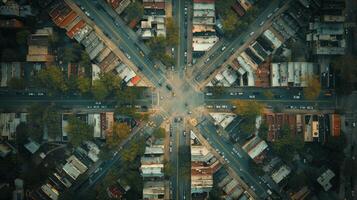 ai generado aéreo ver de urbano ciudad cuadrícula foto