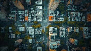 ai generado aéreo ver de urbano ciudad cuadrícula foto