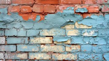 AI generated Close-Up of Old Brick Wall with Peeling Paint photo