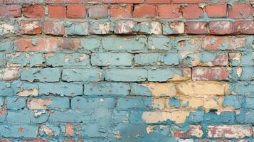 AI generated Close-Up of Old Brick Wall with Peeling Paint photo