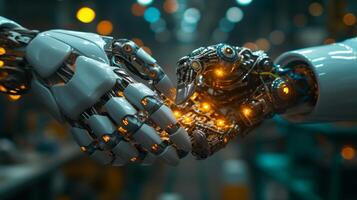 AI generated Human and Robot Collaborative Handshake photo