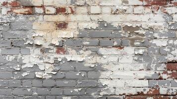 AI generated Close-Up of Old Brick Wall with Peeling Paint photo