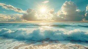 AI generated Sun-Kissed Ocean Waves photo