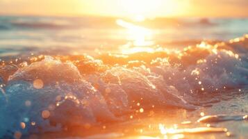 AI generated Sun-Kissed Ocean Waves photo