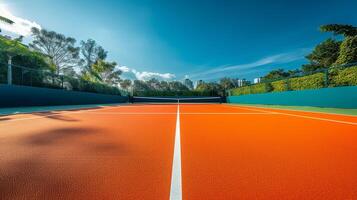 AI generated A vibrant tennis court, the stage for fierce volleys and rallies photo