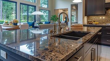 AI generated Sleek Kitchen with Granite Countertops photo